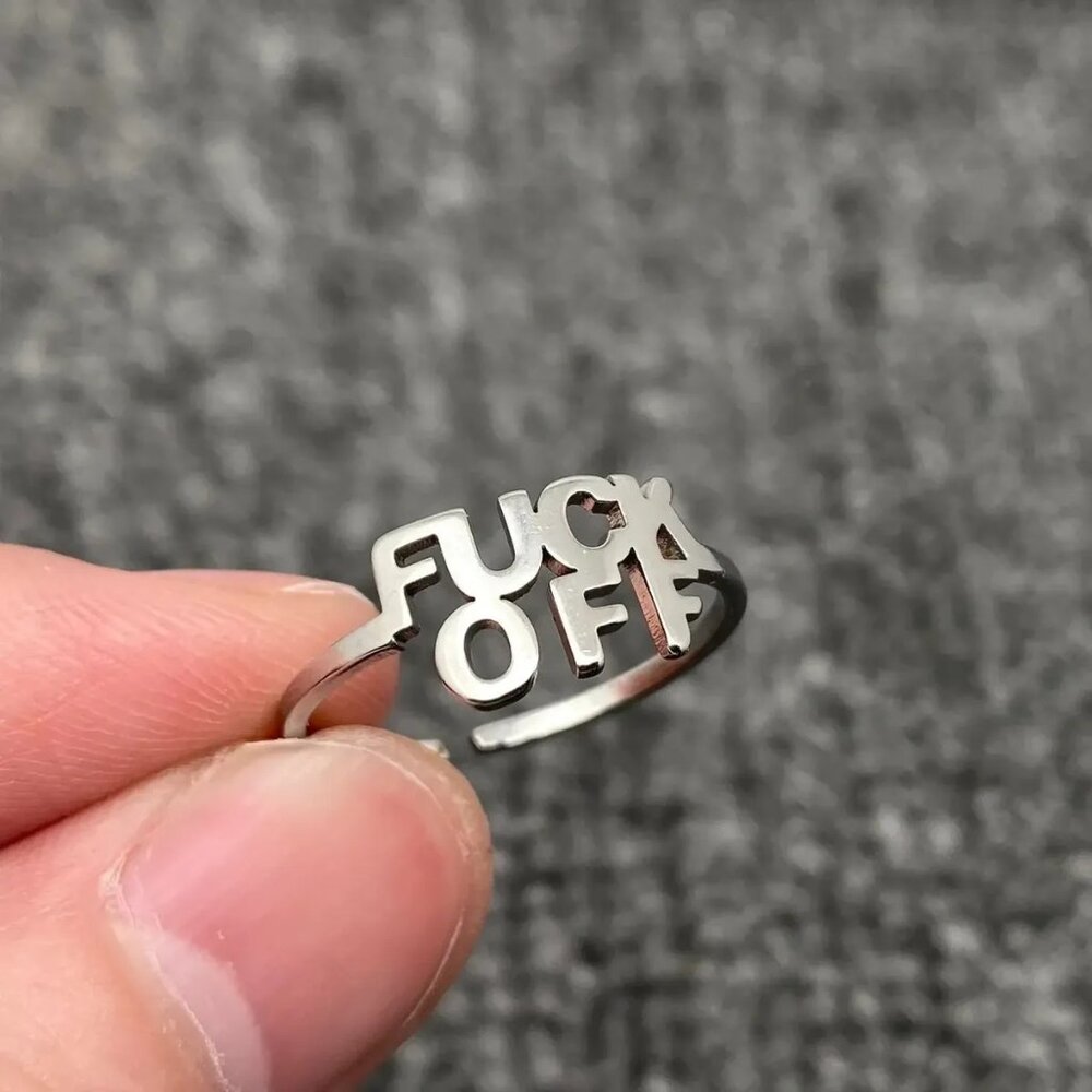 ($6) F*ck Off Wrap Ring - Silver